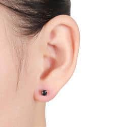 Miadora Black Rhodium over Silver 1/2ct TDW Black Diamond Stud Earrings