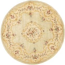 Handmade Light Green/ Beige Hand spun Wool Rug (8' Round) Safavieh Round/Oval/Square