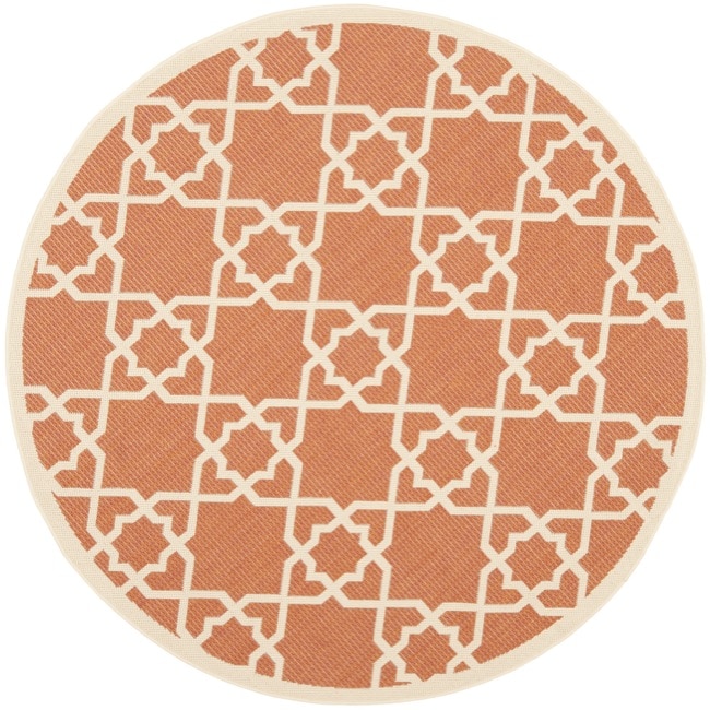 Poolside Terracotta/ Beige Indoor Outdoor Rug (53 Round)