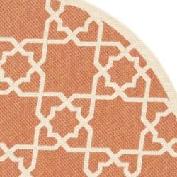 Poolside Terracotta/ Beige Indoor Outdoor Rug (6'7 Round) Safavieh Round/Oval/Square