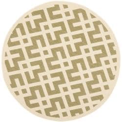 Poolside Green/ Bone Indoor Outdoor Rug (5'3 Round) Safavieh Round/Oval/Square