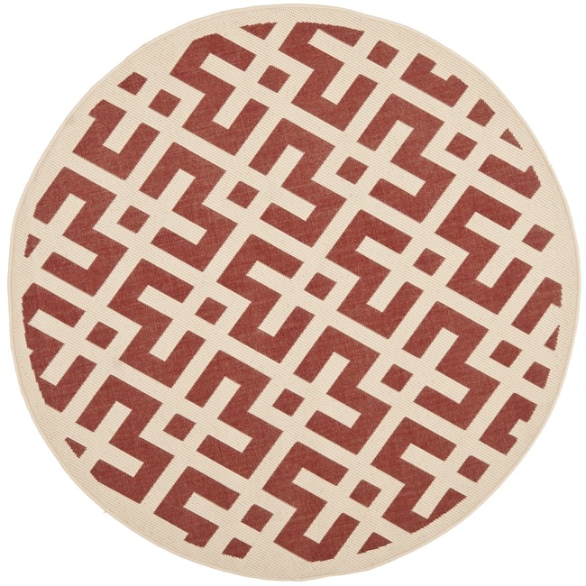 Poolside Red/bone Indoor/outdoor Area Rug (53 Round)