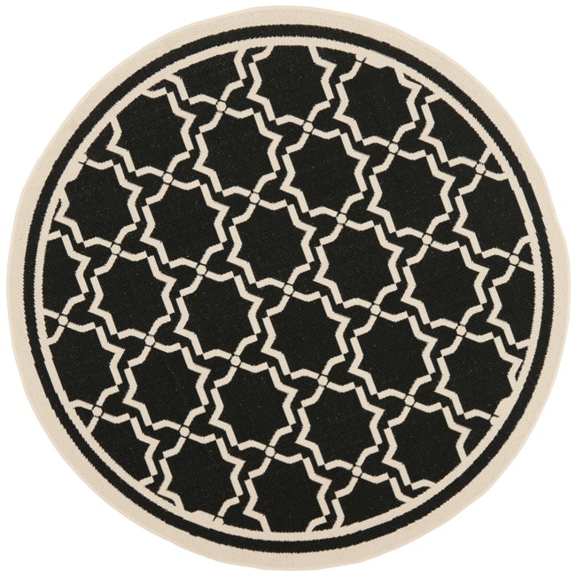 Poolside Black/beige Indoor/outdoor Polypropylene Rug (67 Round)