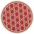 Safavieh Courtyard Poolside Red/ Bone Indoor/ Outdoor Rug - 5'3" x 5'3" round