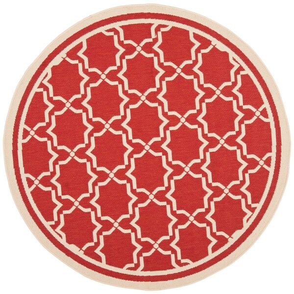 Safavieh Courtyard Poolside Red/ Bone Indoor/ Outdoor Rug - 5'3" x 5'3" round