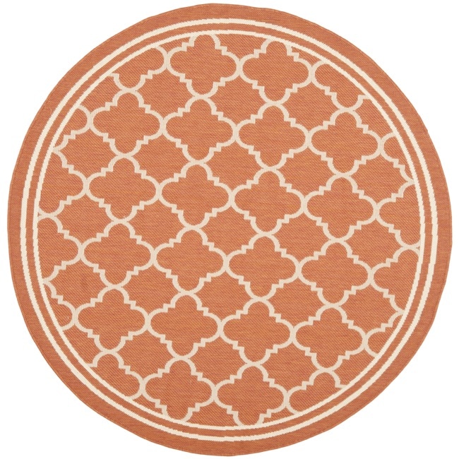 Poolside Terracotta/ Bone Indoor Outdoor Rug (67 Round)