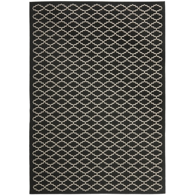 Poolside Black/beige Indoor/outdoor Bordered Rug (27 X 5)