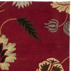 Handmade Botanical Gardens Floral Red Wool Rug (8' x 10') Safavieh 7x9   10x14 Rugs