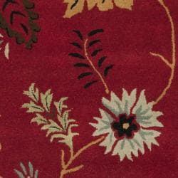 Handmade Botanical Gardens Floral Red Wool Rug (8' x 10') Safavieh 7x9   10x14 Rugs