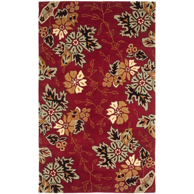 Safavieh Handmade Botanical Gardens Red Wool Rug (4' x 6')
