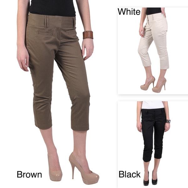 Journee Collection Women's Contemporary Flat Front Casual Capris