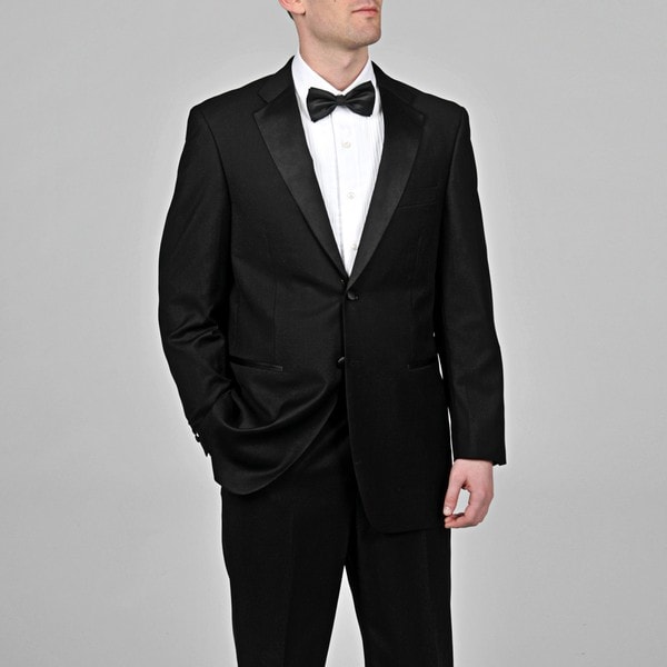 Caravelli Men's Black Satin Detailed Fully Lined Tuxedo Caravelli Tuxedos