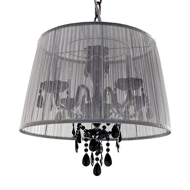 Versailles Traditional Bohemian Four-light Crystal Chandelier Black with Black Shade