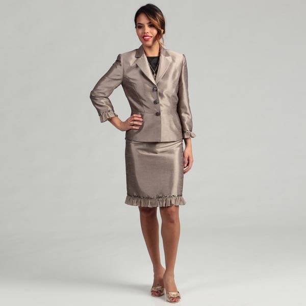 Shop Tahari ASL Women's Taupe/ Beige Luxe Skirt Suit - Free Shipping ...