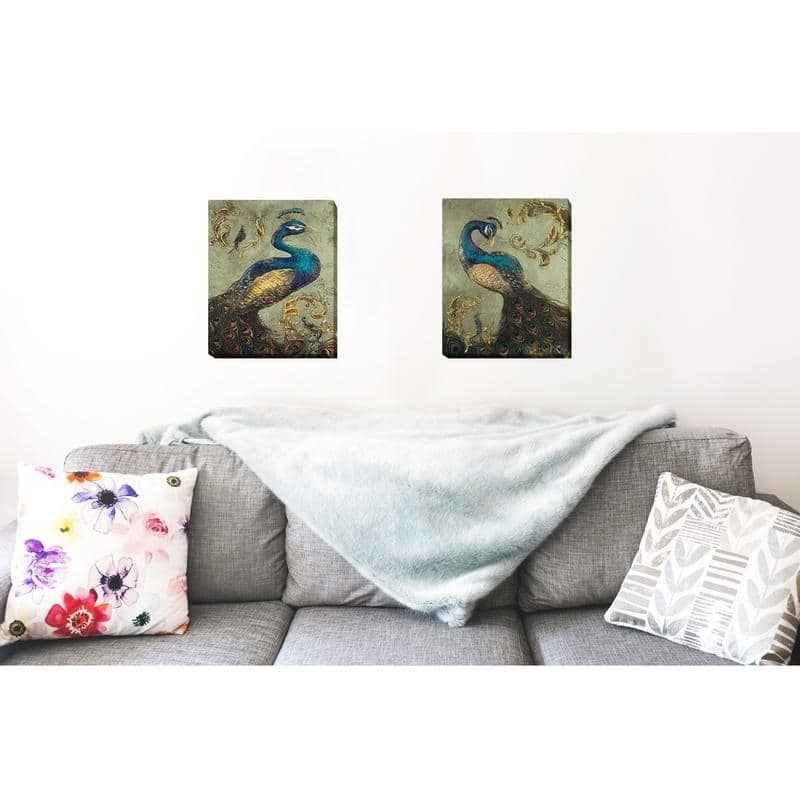 Tiffany Hakimpour 'Peacock on Sage I and II' 2-piece Canvas Art Set (20 in x 16 in Each Canvas in Set)