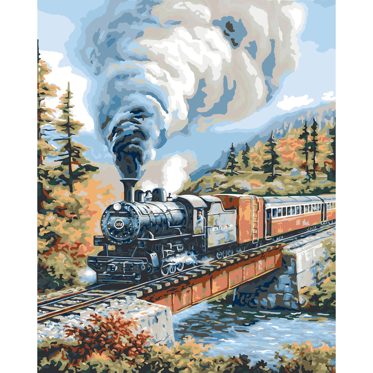 Plaid Steam Locomotives Paint by Number Kit (16x20)  