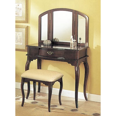 Espresso Tri-mirror Vanity
