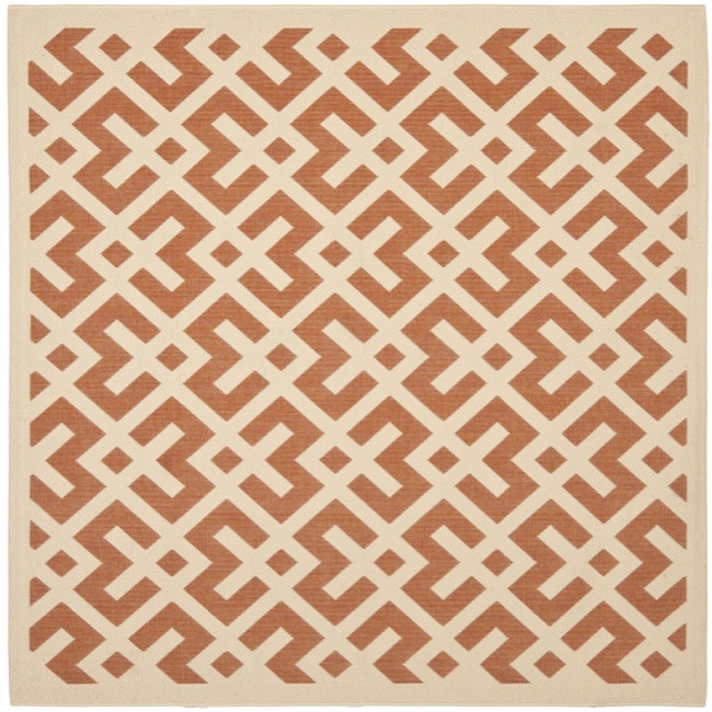 Poolside Terracotta/ Bone Indoor Outdoor Rug (67 Square)