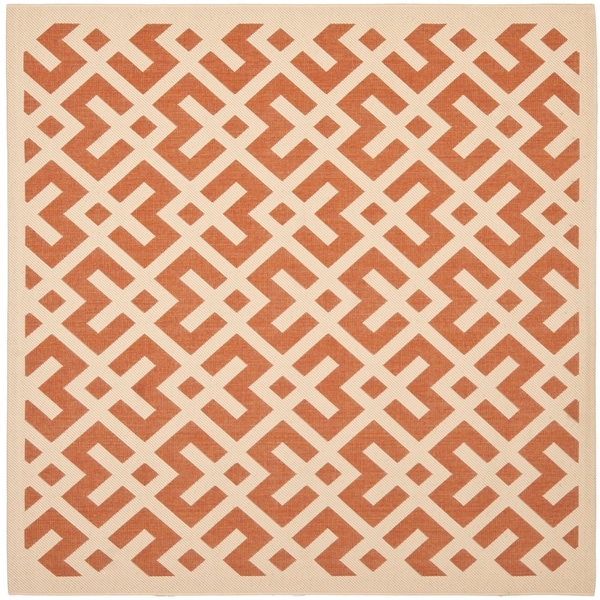 Safavieh Courtyard Contemporary Terracotta/ Bone Indoor/ Outdoor Rug - 6'7" x 6'7" Square