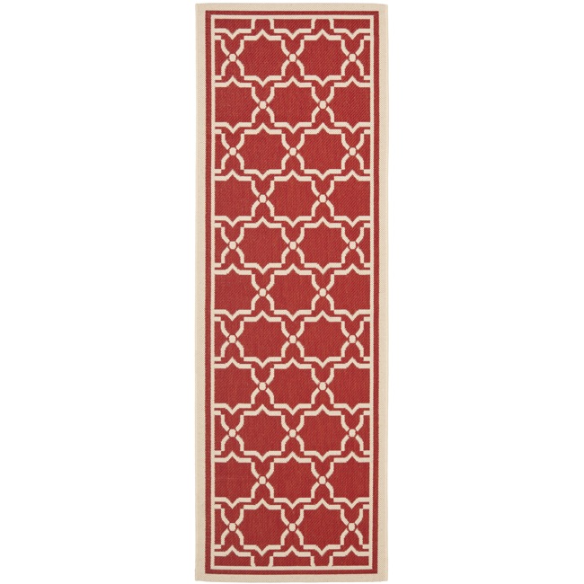 Poolside Red/bone Indoor/outdoor Polypropylene Rug (24 X 67)