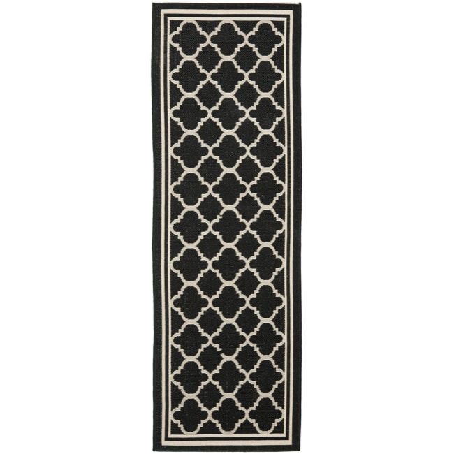 Long Poolside Black/beige Indoor Outdoor Rug (24 X 911)