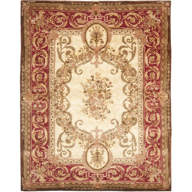 Safavieh Handmade Aubusson Maisse Light Gold/ Red Wool Rug - 6' x 9'