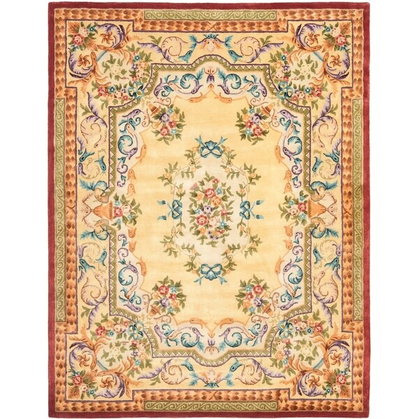 Safavieh Handmade Aubusson Loubron Gold Wool Rug - 8' X 10'