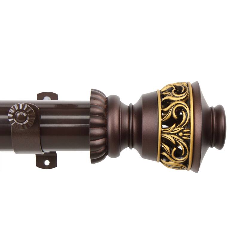 InStyleDesign Scroll Adjustable Curtain Rod Set - 48 to 84- inch - Cocoa