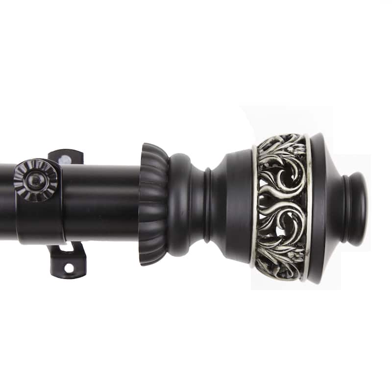 InStyleDesign Scroll Adjustable Curtain Rod Set - 48 to 84- inch - Black