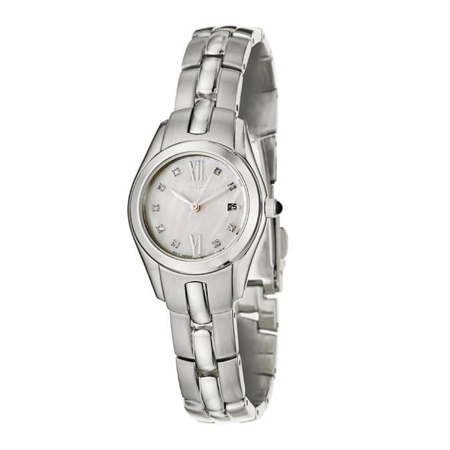 Seiko Womens Dress Stainless Steel Quartz Diamond Watch  