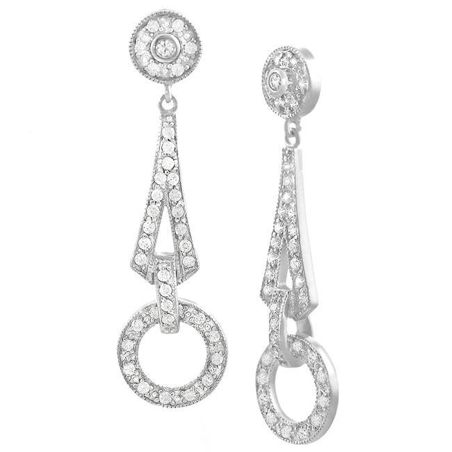 Tressa Sterling Silver Pave set Cubic Zirconia Dangle Earrings Tressa Cubic Zirconia Earrings