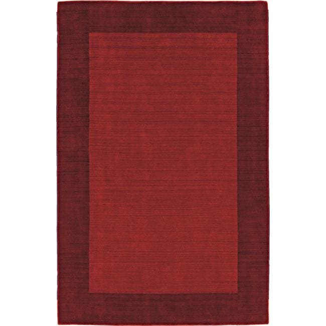 Handmade Alexa Zen Solid Border Red Wool Rug (76 x 96)