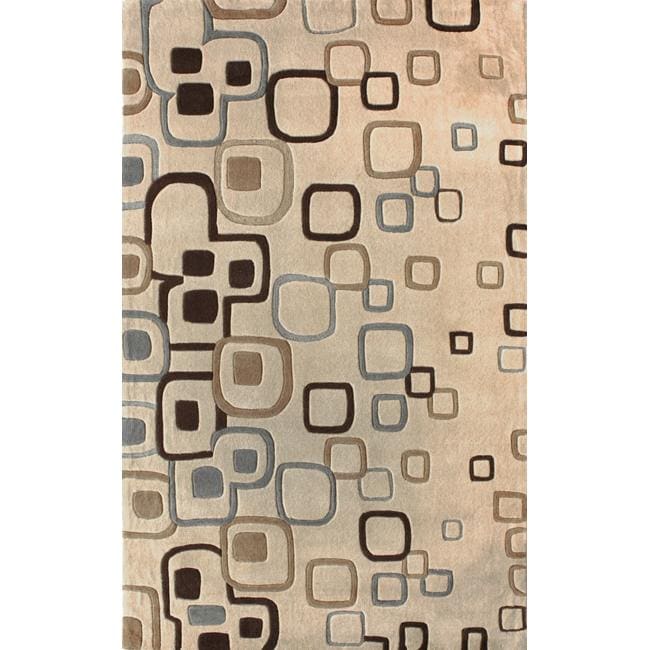 Handmade Alexa Beige Norwegian Geometric Chaos Square Rug (76 x 96