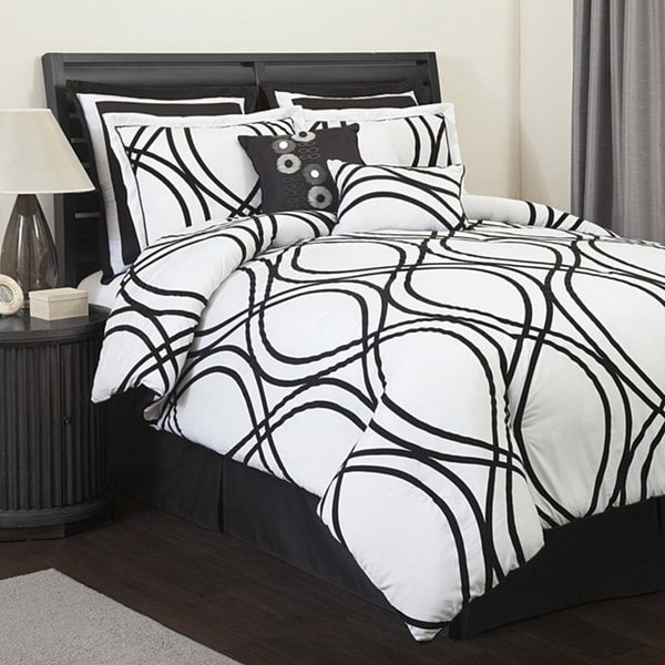 Shop Lush Decor Dimension White/ Black 8-piece Queen-size Comforter Set