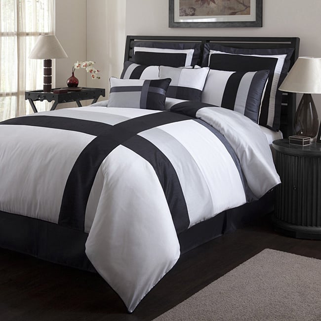 Lush Decor Iman White/Black 8-piece Queen-size Comforter Set