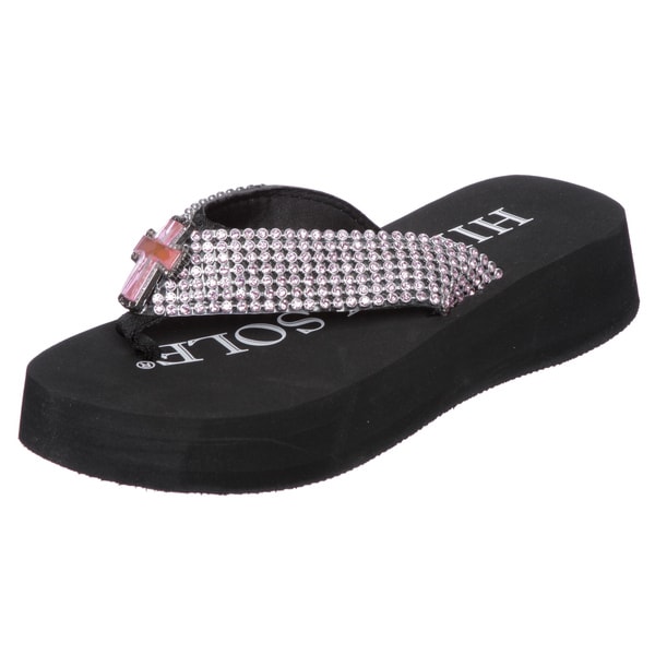 black jeweled flip flops