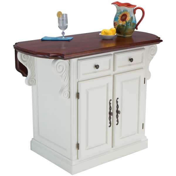 Traditions White and Cherry Kitchen Island Bed Bath & Beyond 6602359
