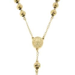 Eternally Haute Goldtone Stainless Steel Rosary 8 mm Bead Necklace Eternally Haute Stainless Steel Necklaces