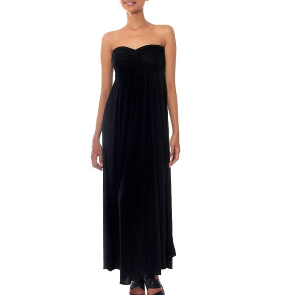 Shop Handmade Rayon 'Black Bali Empress' Maxi Dress (Indonesia) - Free ...