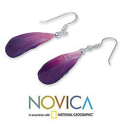 Natural Orchid Petal 'Chiang Mai Kiss' Earrings (Thailand) Novica Earrings