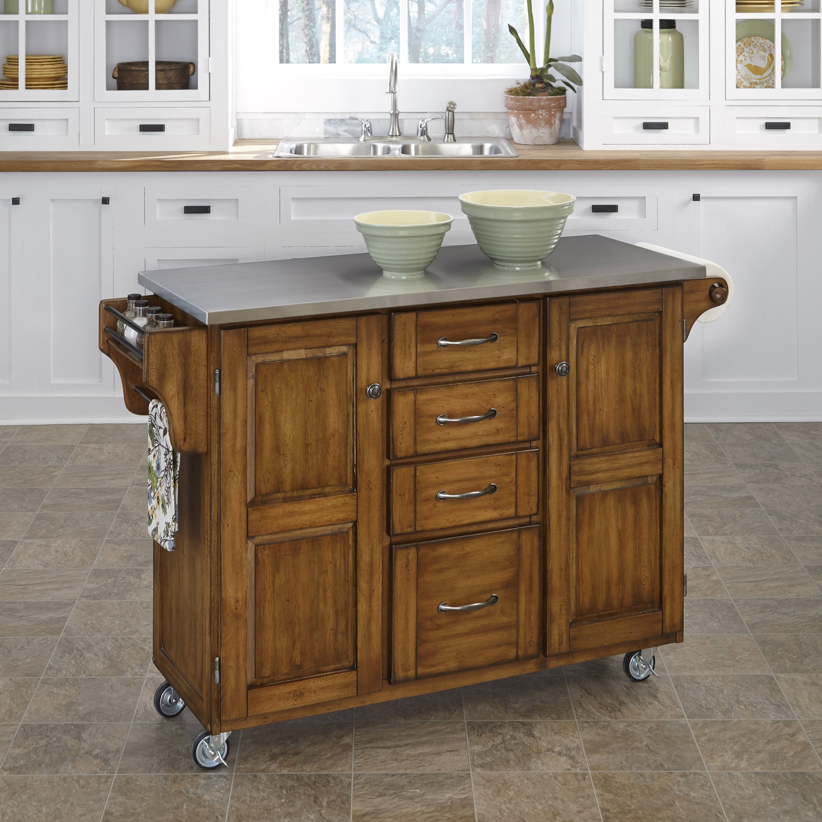 Create a Cart Warm Oak Finish Stainless Top Today $479.99