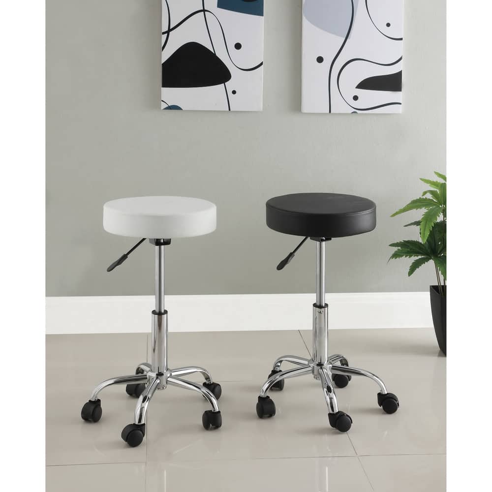 Furniture of America Mier Modern Black Faux Leather Padded Barstool