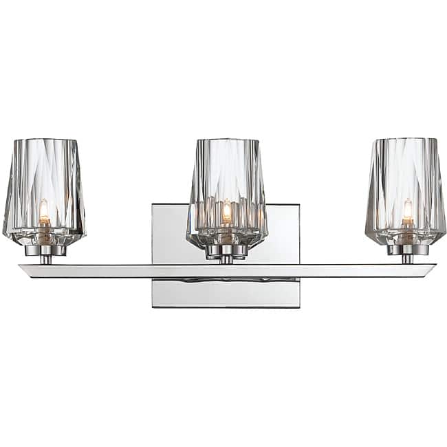 Alternating Current Shar-pei 3-light Bath with Crystal Shades - Chrome