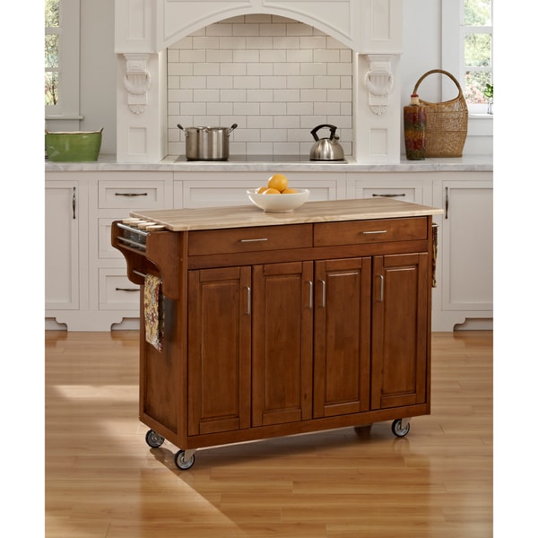 Gracewood Hollow Defoe Cottage Oak Wooden Top Kitchen Cart