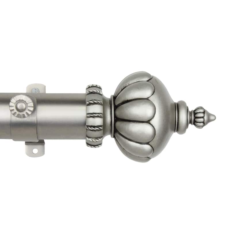 InStyleDesign Stately Decorative Adjustable Curtain Rod Set - 115 to 165-inch - Silver Finish - Satin Nickel