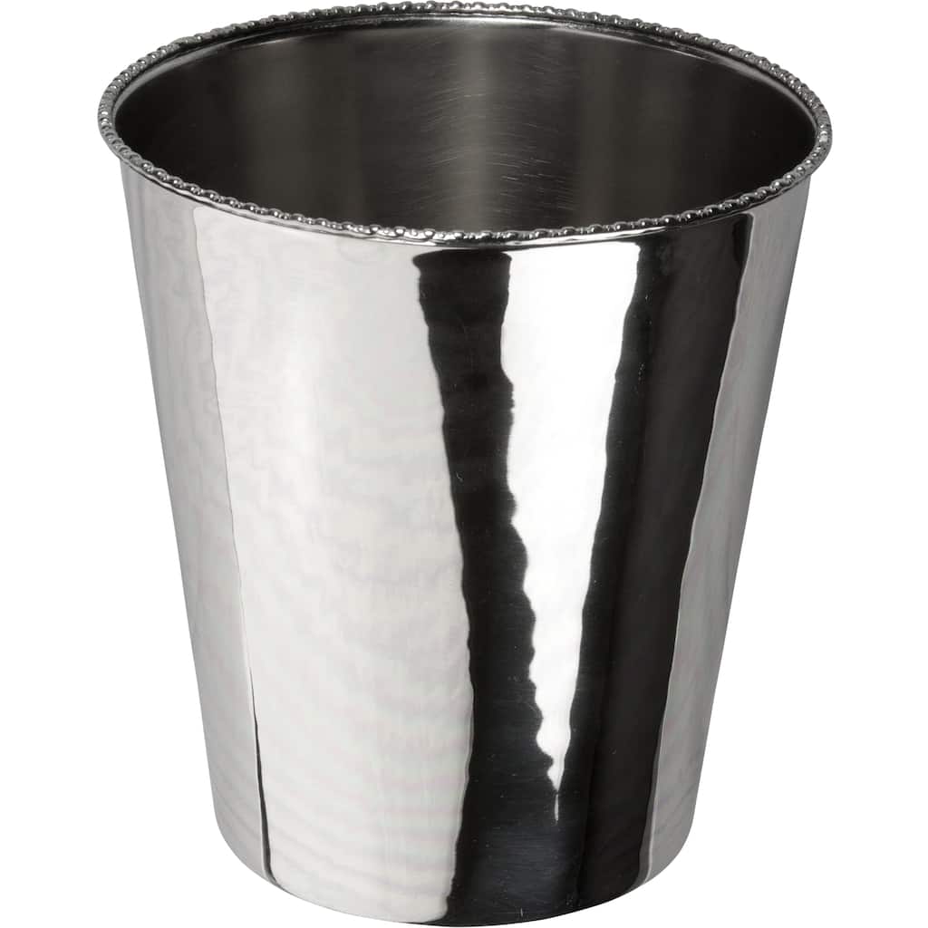 Shiny Nickel-plated Smooth Brass Beaded-edge Solid-color Wastebasket