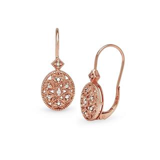 Rose Diamond Earrings Online At Our Best Db Designs Sterling Silver Diamond Accent Filigree Oval Leverback Drop Earrings