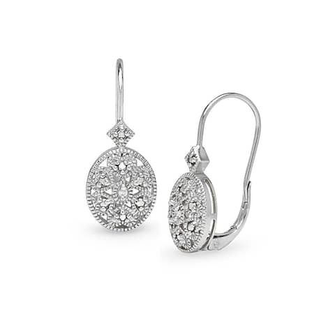 DB Designs Sterling Silver Diamond Accent Filigree Drop Earrings