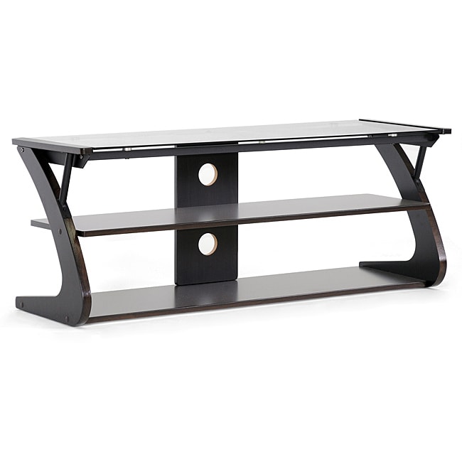 Sculpten Dark Brown Mdf/ Steel Glass shelved Tv Stand