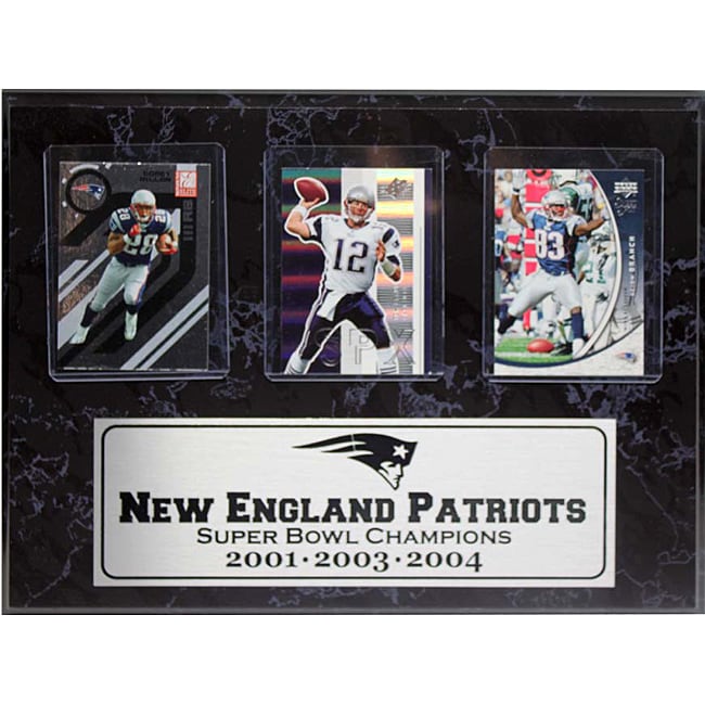 New England Patriots 3-time Champion 3-card Plaque